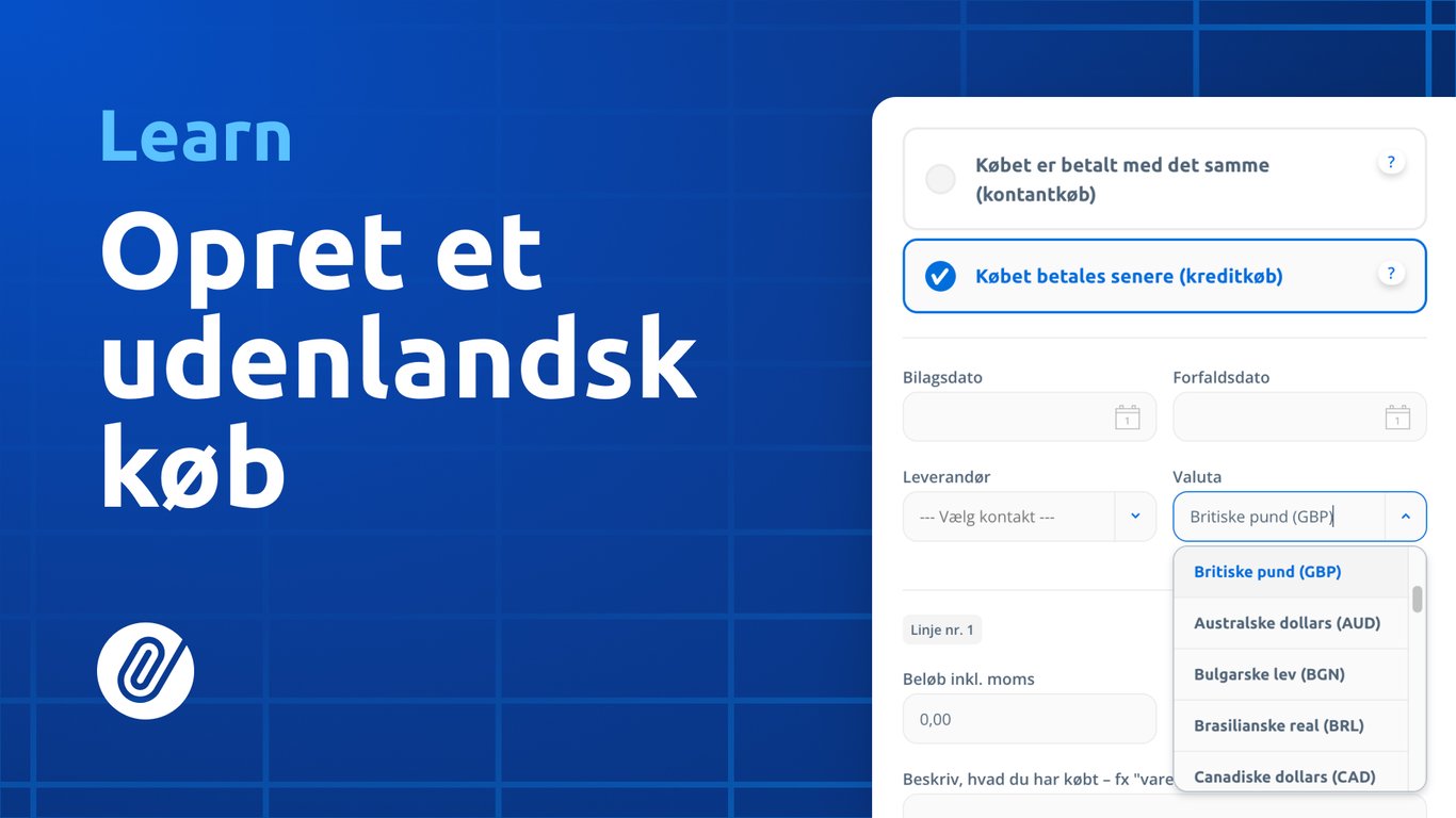 Sådan opretter du udenlandsk køb